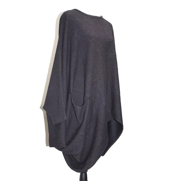 Kadem Sasson Sweater Poncho Cape Lagenlook black Pullover Pocket Israel One Size - Picture 3 of 7